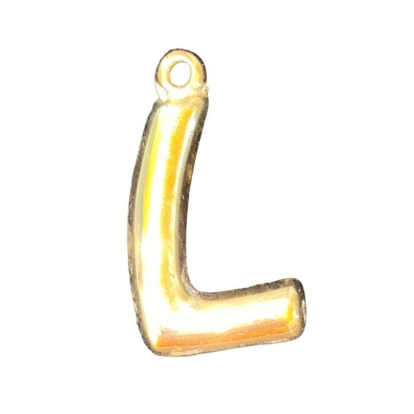 Necklace Circle L Pendant Women Plastic Metal Gold Chain Brown - Picture 3 of 4